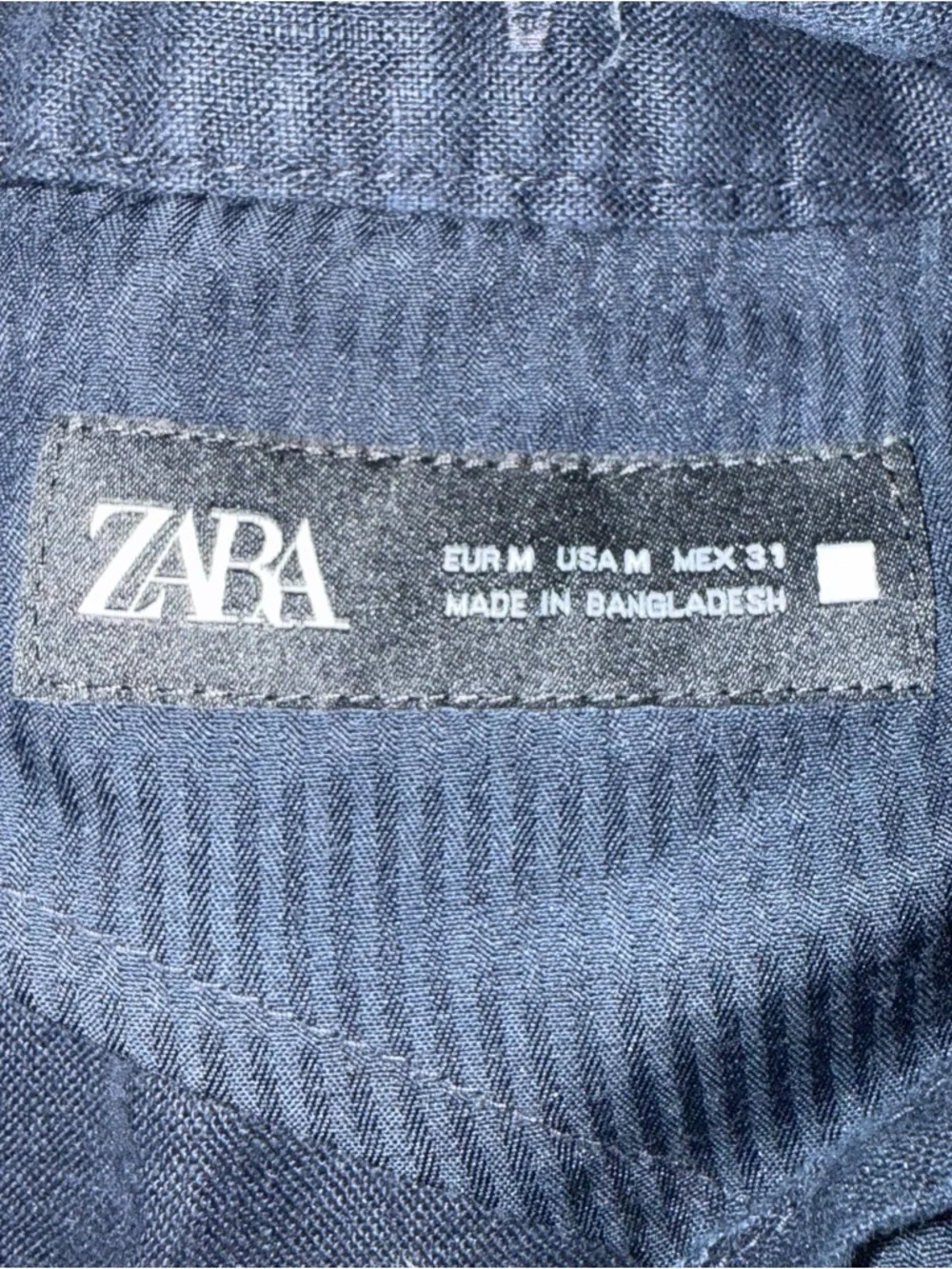 Zara Navy Linen Straight Leg Pants